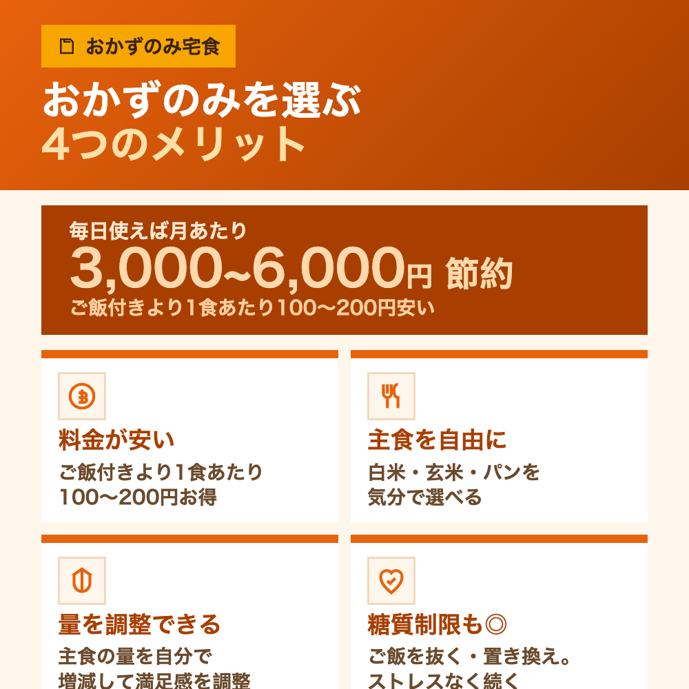 おかずのみ宅食を選ぶメリット