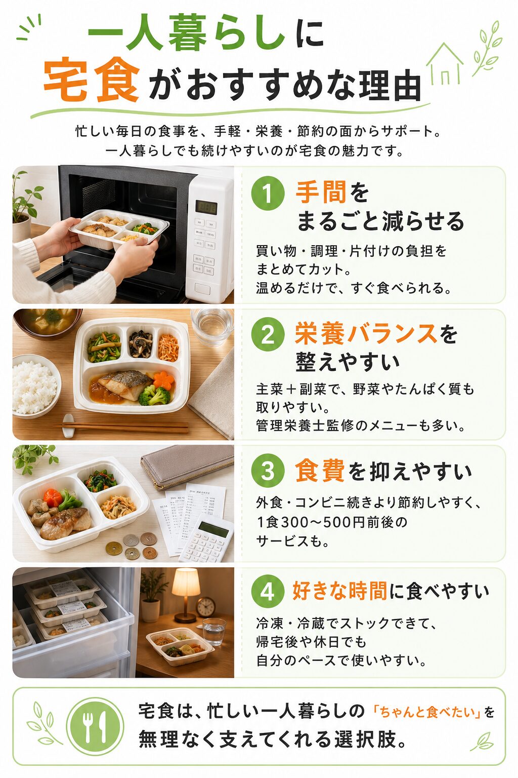 一人暮らしに宅食がおすすめな理由